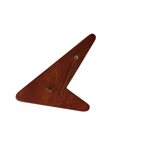 Vintage 1960s 70s Abstract Modernist Wood Brooch PIN Star Trek - Picture 3 of 3